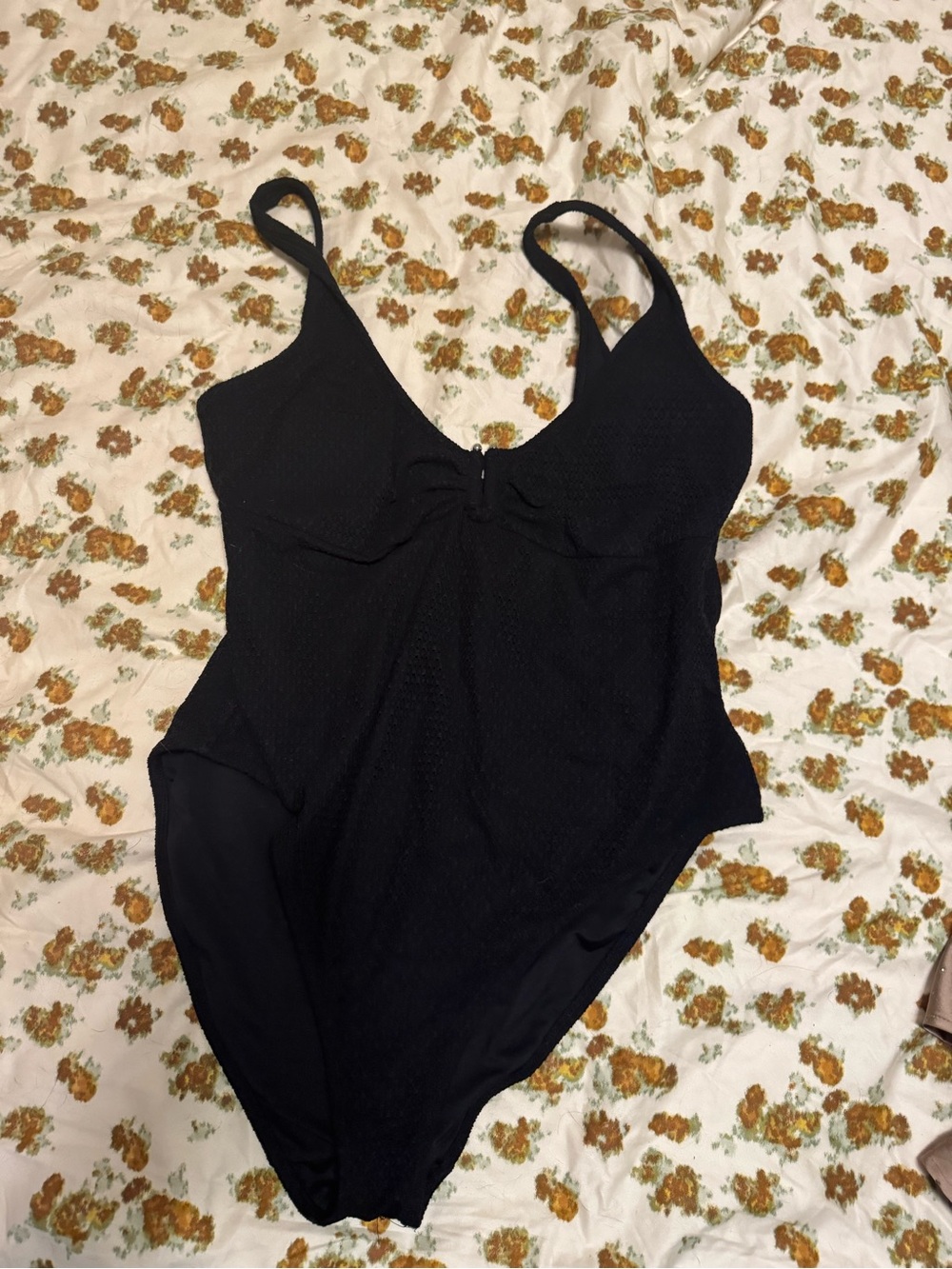 Old Navy Black Textured One-Piece Swimsuit